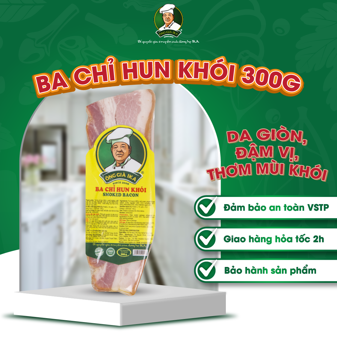 [ Chỉ giao HCM & Hà Nội] Ba chỉ hun khói 300g Ông già Ika