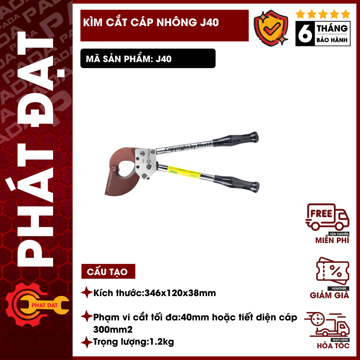 Kéo cắt cáp nhông J40-Kìm cắt cáp nhông J40