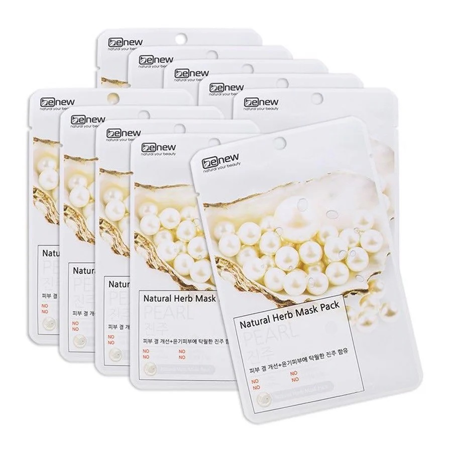 10 Miếng mặt nạ Ngọc trai dưỡng trắng da Hàn Quốc Benew Pearl Natural Herb Mask Pack 22ml