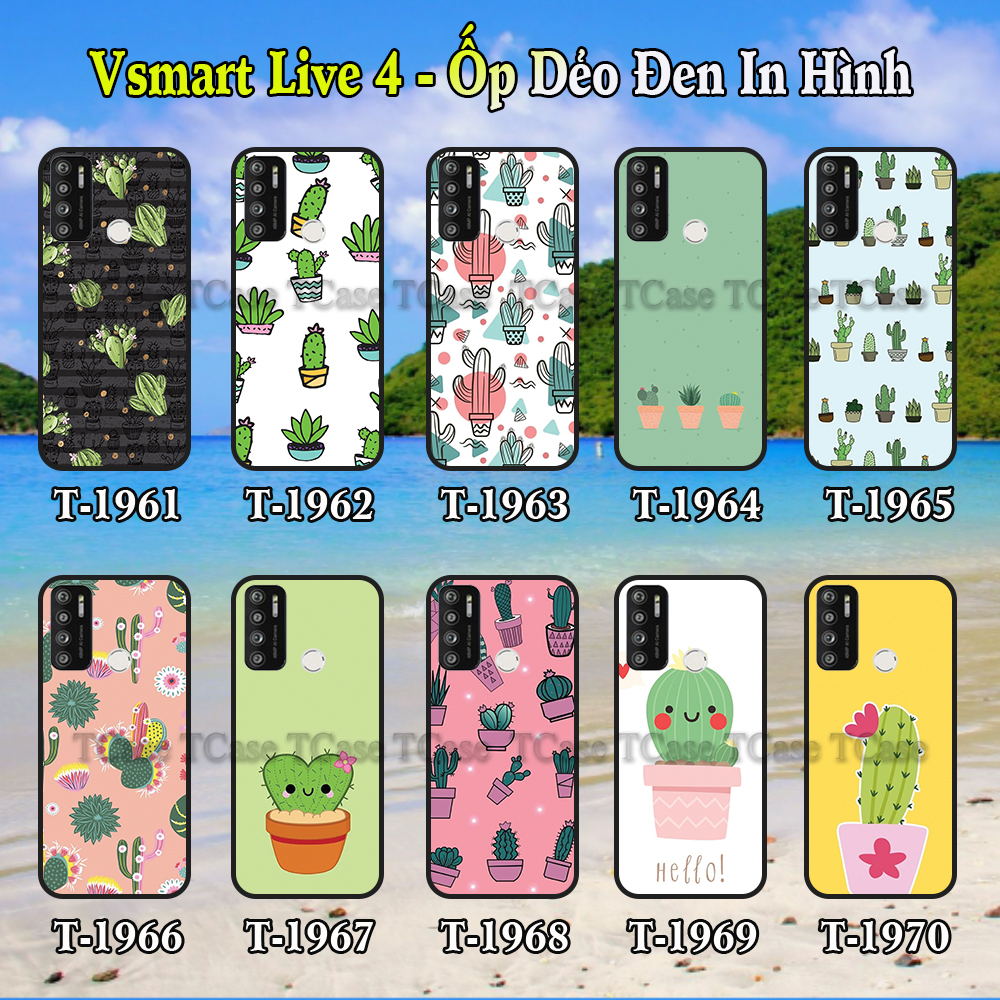 [HCM]Ốp Lưng Vsmart Live 4 dẻo đen in hình Xương Rồng