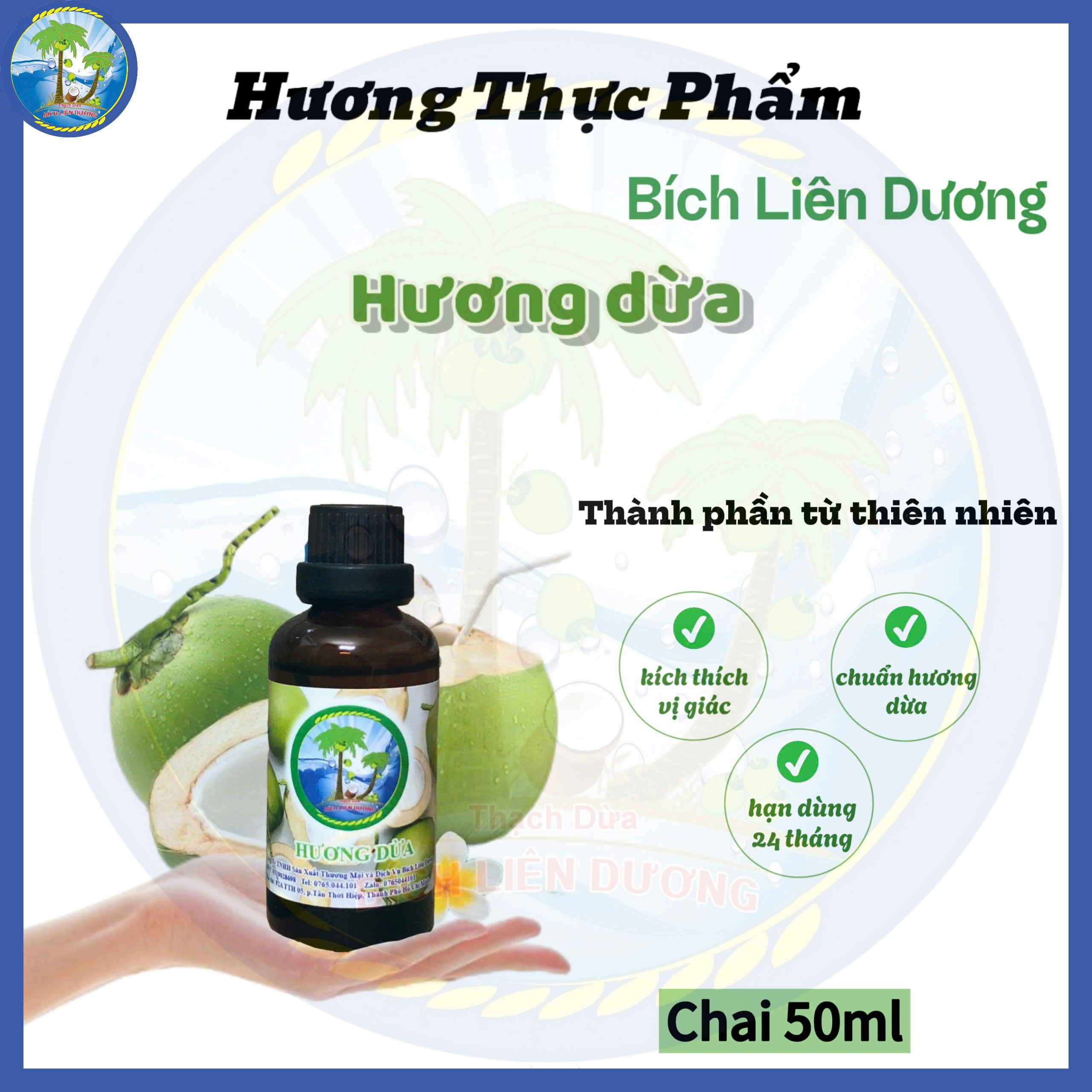 [Chai 50ml] Hương dừa_Hương thực phẩm Bích Liên Dương