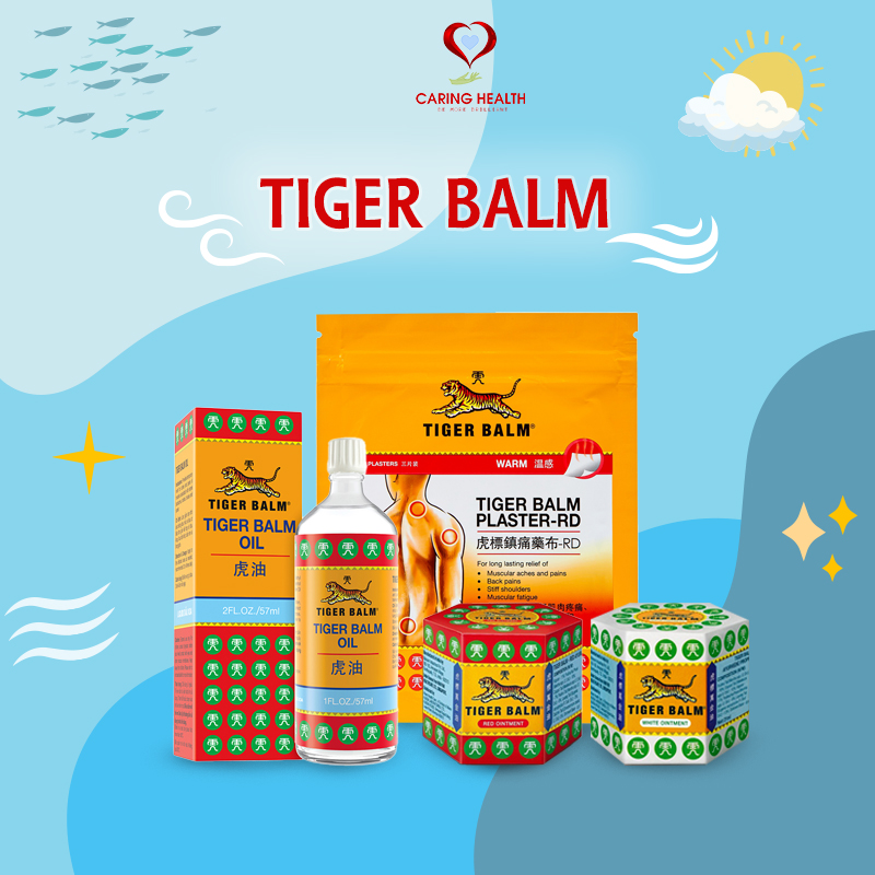  Dầu cù là con cọp Tiger Balm đỏ và trắng dầu nóng miếng dán - Chính hãng nhập từ Singapore 