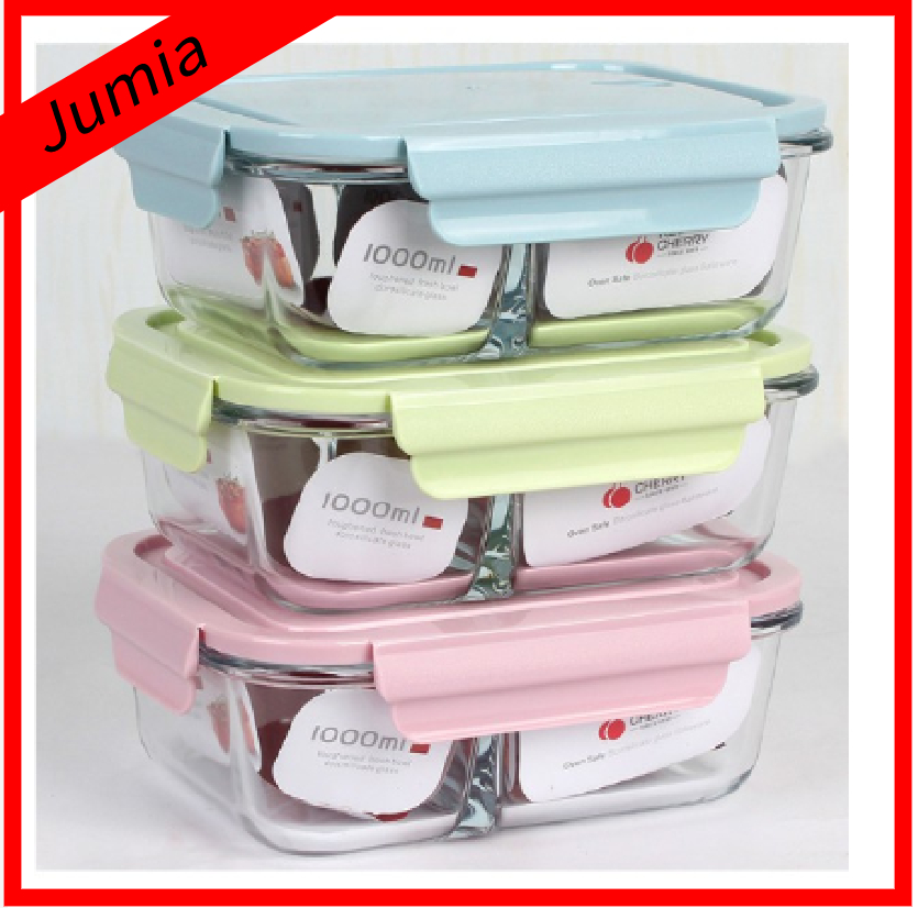 Hộp cơm thủy tinh 2 ngăn 1000ml , hộp đựng cơm, hộp cơm giữ nhiệt, hộp cơm băn phòng