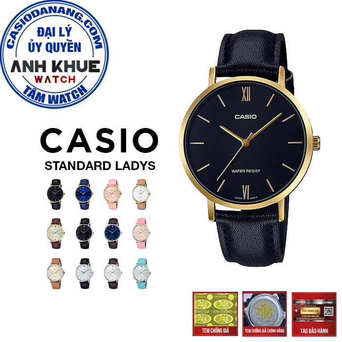 Đồng hồ nữ dây da Casio Standard chính hãng Anh Khuê LTP-VT01 Series (34mm)