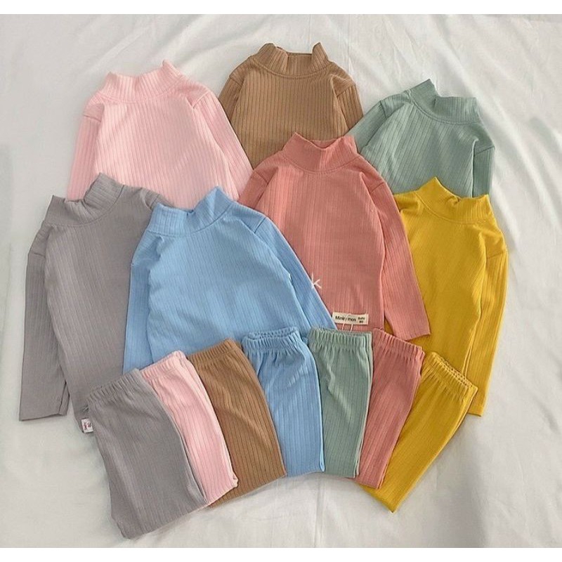 Bộ len dài tay cho bé, Bộ thun len tăm Minky Mom bé trai bé gái,đồ bộ thu đông