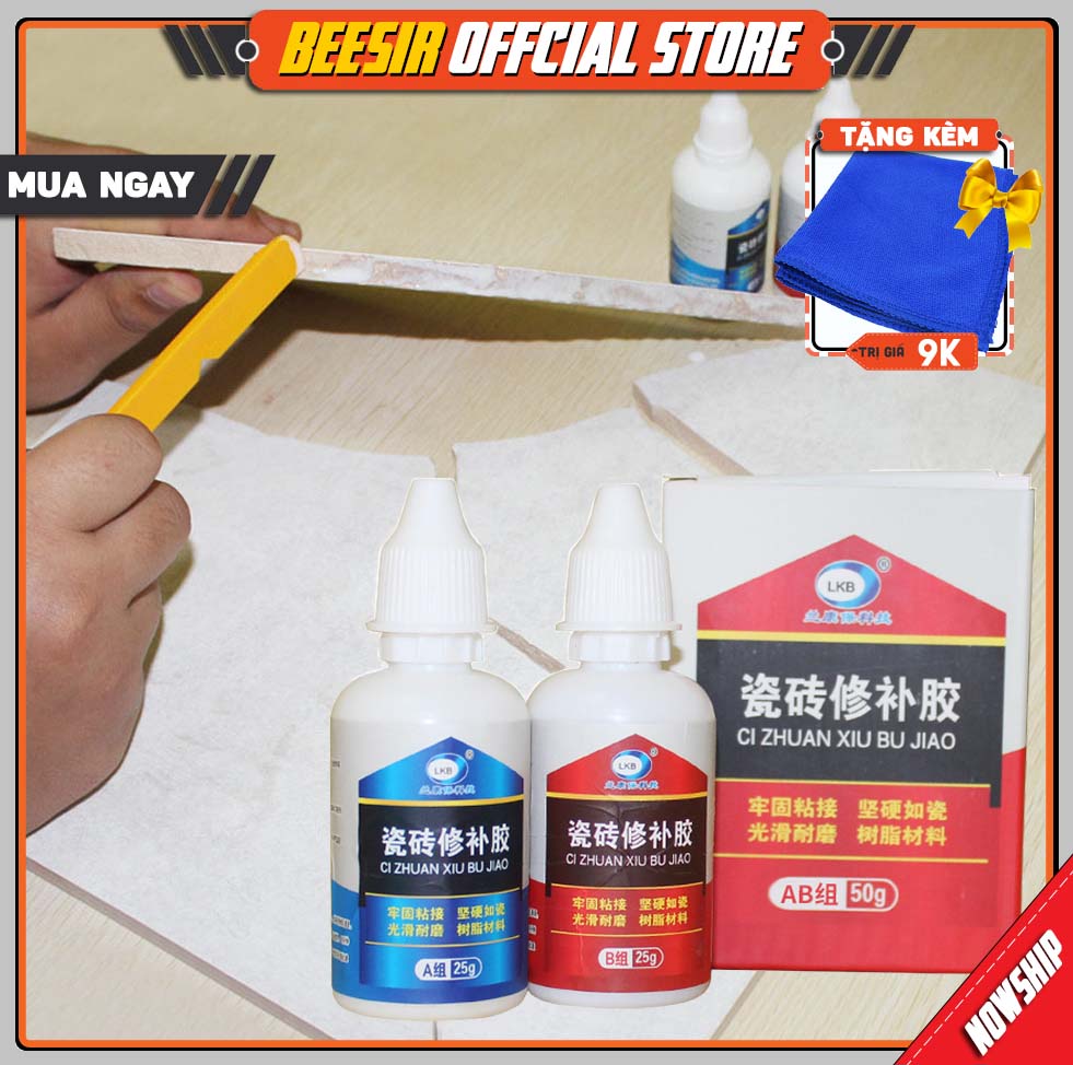 [Kèm Quà Tặng] Bộ Đôi Keo Sửa Chữa Dán Gạch Men, Gốm Sứ Cao Cấp LKB