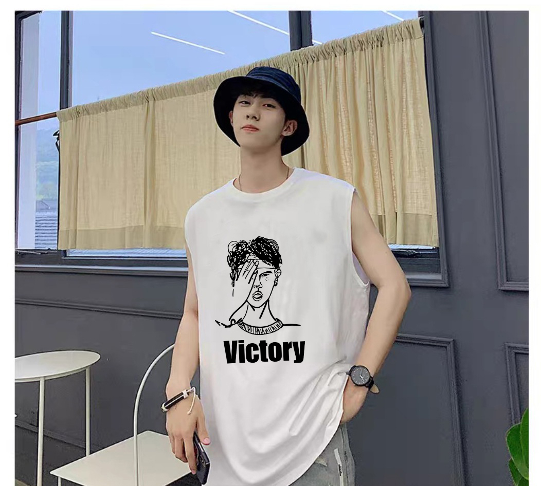 Áo Thun Ba Lỗ Nam In Hình Hoạt Hình Victory Đau Mắt Mẫu Mới Nhất - SNN68