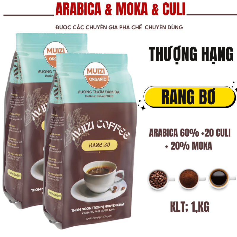 Cà phê hạt nguyên chất arabica rang bơ 60% arabica +20% moka + 20% culi loại thượng hạng