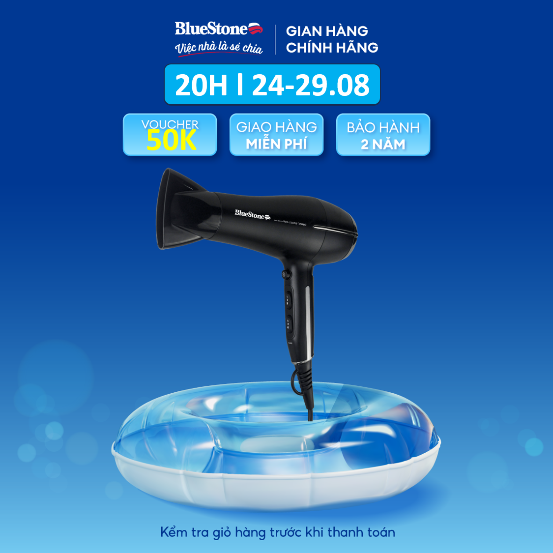 Máy Sấy Tóc BlueStone HDB-1871 (1900-2300W) - Công nghệ Touche Me - 3 chế độ nhiệt, 2 cấp độ gió - Sấy ion - Thiết kế nhỏ gọn, thanh lịch - Bảo hành 2 năm - Hàng chính hãng