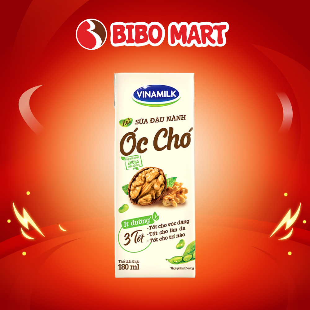 Sữa Đậu Nành Vinamilk Sữa Hạt Óc Chó 1 Hộp 180ml Sữa Đậu Nành Ít Đường Tốt Cho Sức Khỏe - Bibo Mart