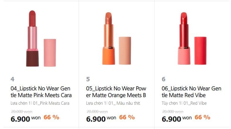 Trả order son espoir lipstick no wear gentle matte sale 66% +voucher 15%.