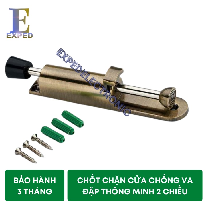 Chốt chặn cửa chống va đập thông minh 2 chiều giữ cửa ra vào an toàn cho bé màu đồng hợp kim
