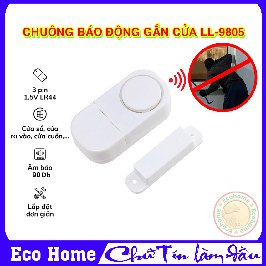 [Có VIDEO] Chuông báo động gắn cửa cảm biến từ LL-9805, Thiết bị cảm biến gắn cửa báo động chống trộm, Còi hụ báo động mini chống trộm,