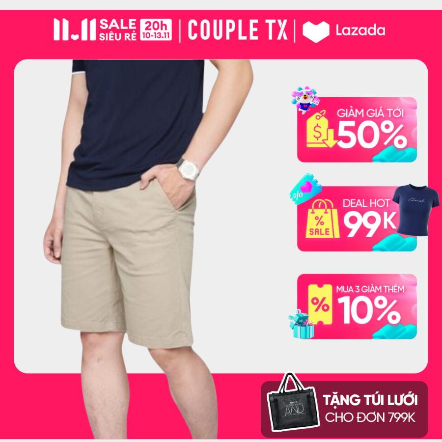 [Duy Nhất 10.11 - 13.11 Voucher tới 200K] Quần Short Khakis Nam Couple TX - Basic Slim Fit MSR 1030