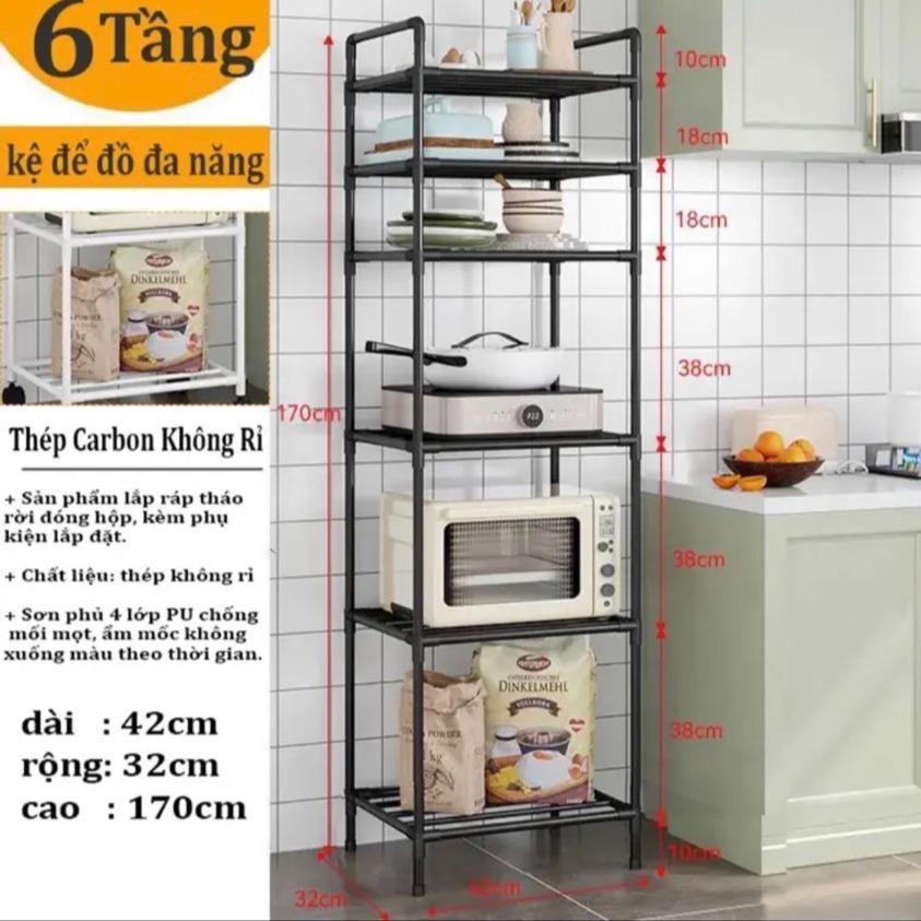 Kệ nhà bếp đa năng 6 tầng, kệ để đồ, giá đựng đồ bếp hàng loại 1 mẫu trend chắc chăn, lắp ráp tháo lắp dễ dàng