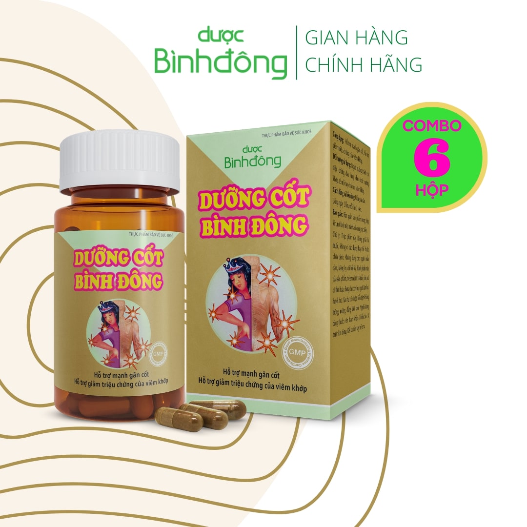 Combo 6 hộp Dưỡng Cốt Bình Đông - Giảm đau thần kinh tọa, đau nhức xương khớp - hộp 6 gói viên hoàn cứng
