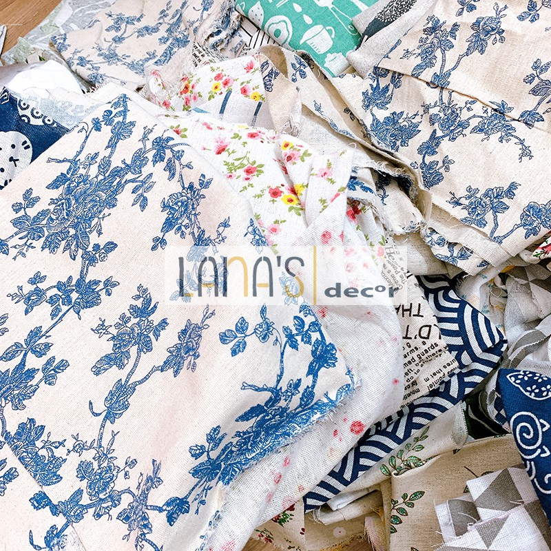 Set 300g, 500g, 1kg vải bố canvas vụn làm đồ handmade, may túi, thêu,...