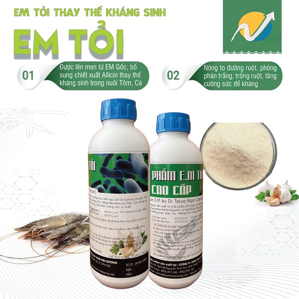 Vi sinh em tỏi cho tôm , phòng bệnh đường ruột, tiêu diệt vibrio thay thế kháng sinh - 2 chai 1lit