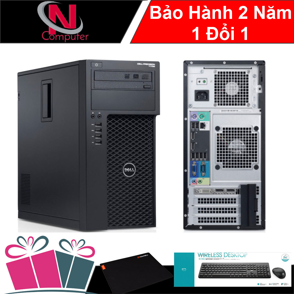 [HCM]Siêu Hót - 1  Máy Workstation khủngDell Precision T1700 MT ​​​​​​​(CPU Xeon E3-1240 V3 Ram ECC 32GB SSD 480GB HDD 3TB VGA Quadro K2000 2GB) + Bộ Quà Tặng - Hàng Nhập Khẩu