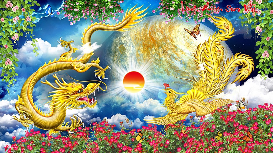 Tranh thêu long phụng sum vầy LV3541 ( 84x51cm)