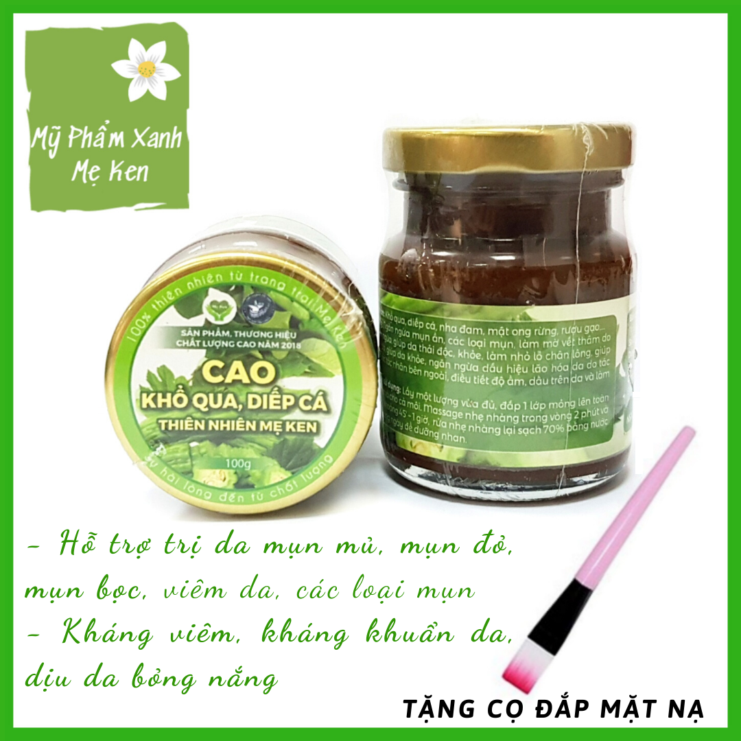 Cao khổ qua diếp cá Mẹ Ken Mặt nạ thải độc da, kháng viêm, giảm mụn mủ, mụn đỏ, mụn bọc, viêm da, se khít lỗ chân lông, dưỡng trắng da – hũ 100ml
