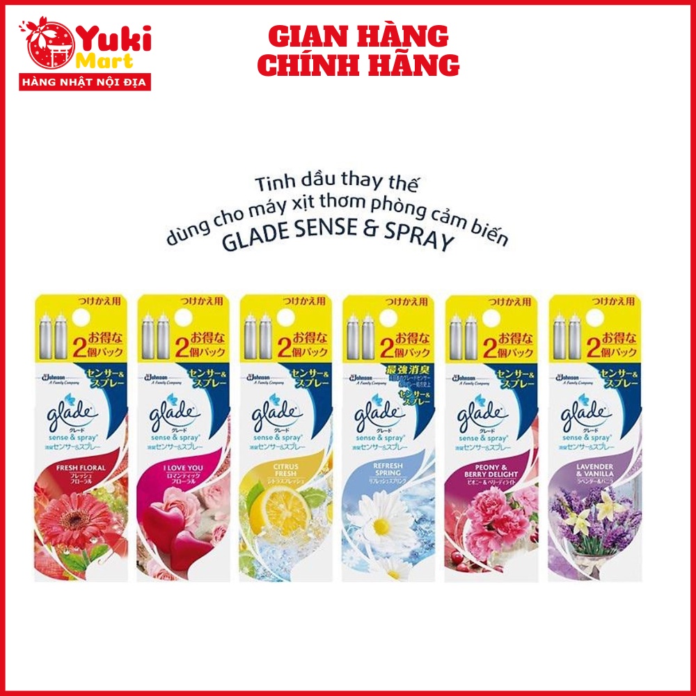 Set 2 Tinh dầu thay thế cho Máy Xịt Thơm Phòng Cảm Biến Glade 18mlx2