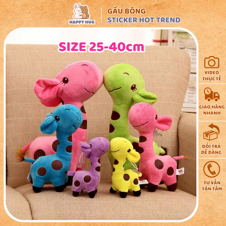 Thú bông hươu cao cổ size 25/40 cm, đồ chơi gấu nhồi bông cho đáng yêu cho bé - Gấu Bông Happy Hug