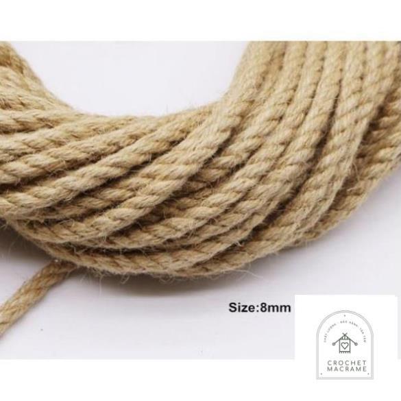 10m mét dây thừng trang trí sợi cói, sợi đay, sơ dừa 2.5mm, 3.5mm, 5mm, 6mm, 8mm, 10mm tự nhiên thừng gỗ macrame decor