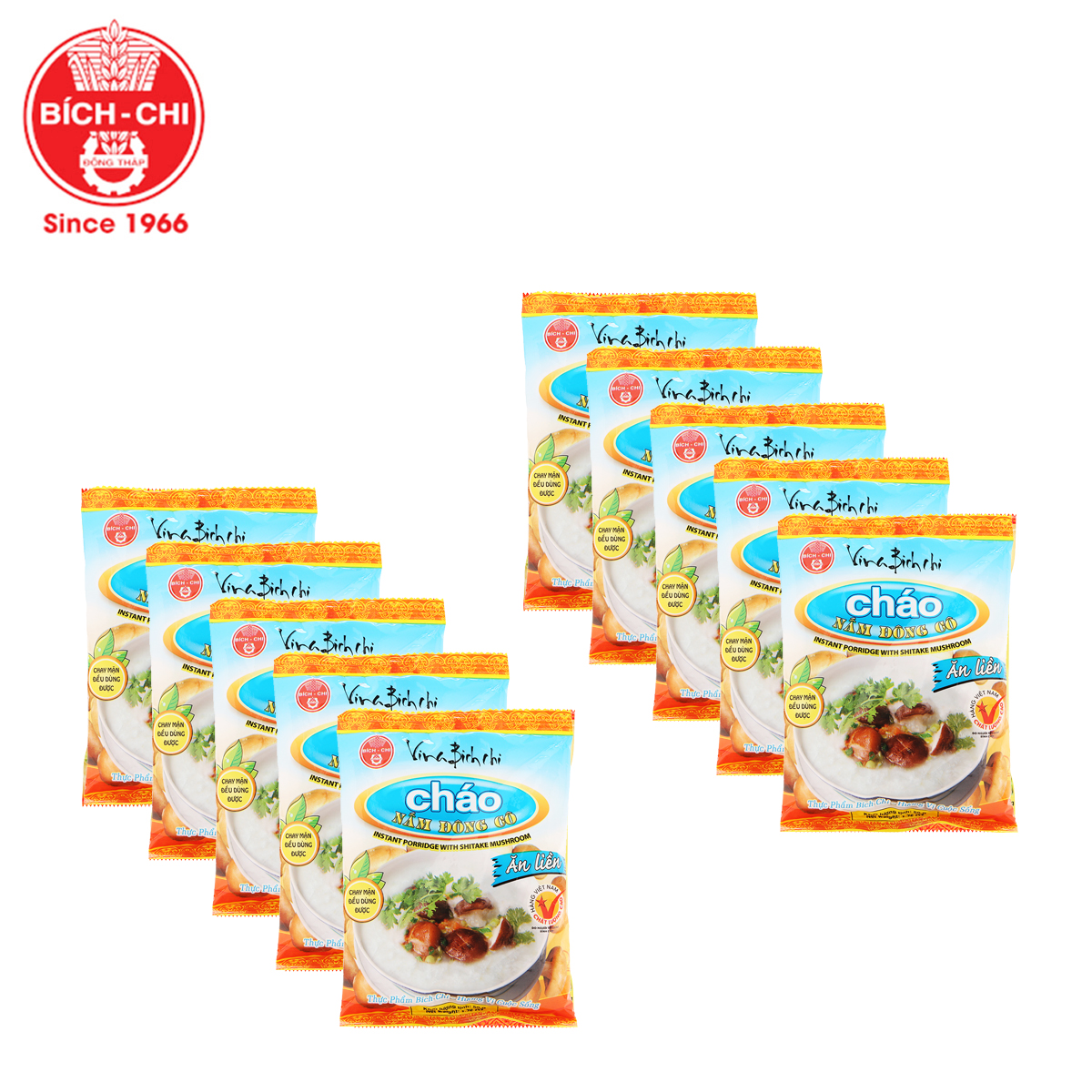 Combo 10 gói cháo nấm đông cô instant porridge with shitake mushroom bích chi