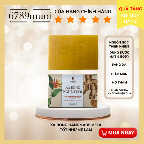 Xà bông handmade nghệ tươi thảo dược thiên nhiên Mela - Natural Organic Soap