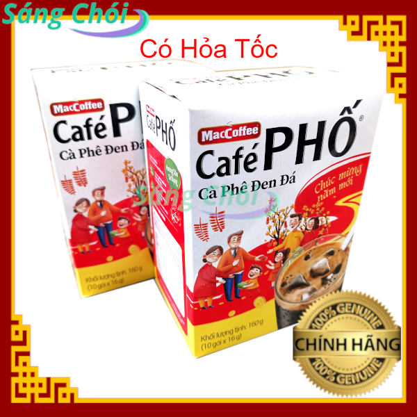 2 Hộp [2 x 10 Gói x 16g HSD 11/2023 Phiên Bản Giới Hạn] Cà Phê Đen Đá MacCoffee CaféPHỐ 2 Trong 1 Cà Phê Đen Hoà Tan - 2 Boxes [2 x 10 Sachet x 16g Limited Edition] MacCoffee CaféPHỐ 2in1 Instant Iced Black Coffee Mix - Café Phố  - Sáng Chói