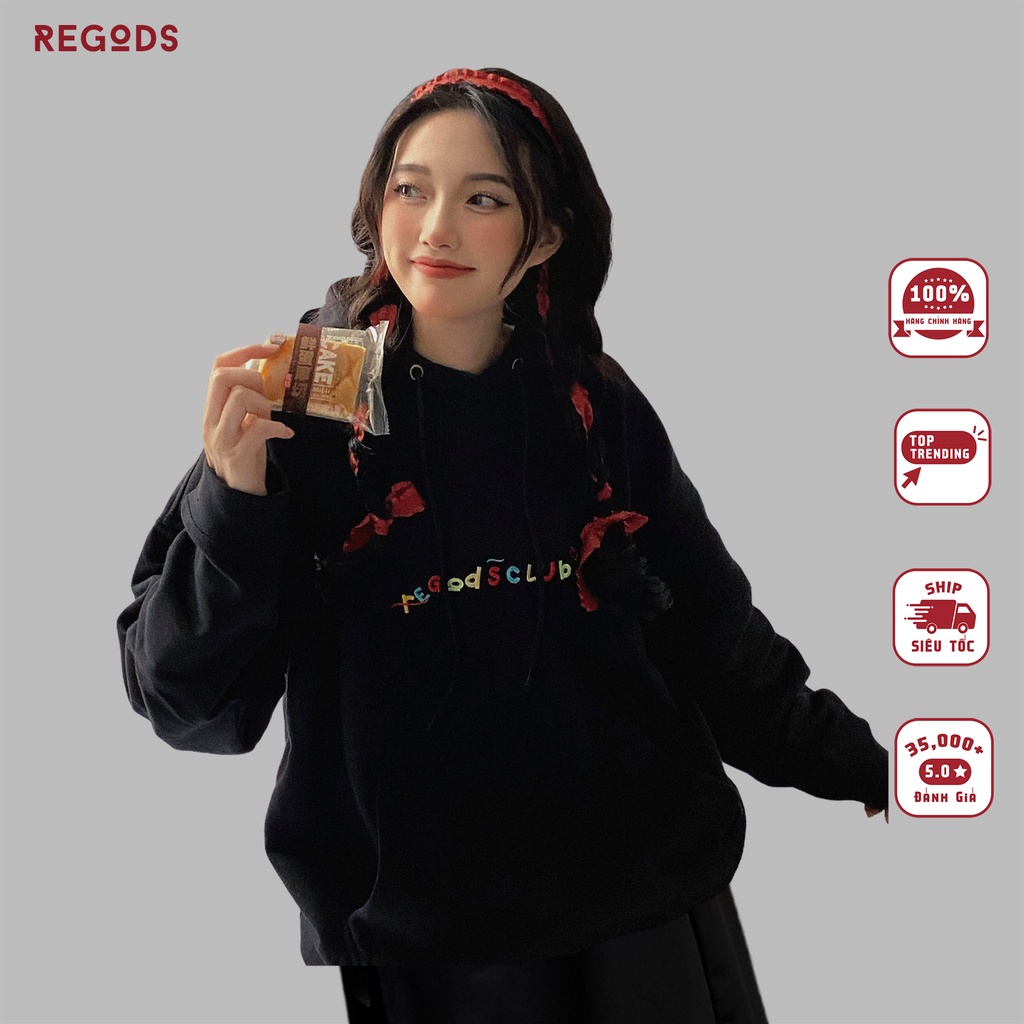 Áo hoodie color thêu regods unisex form rộng