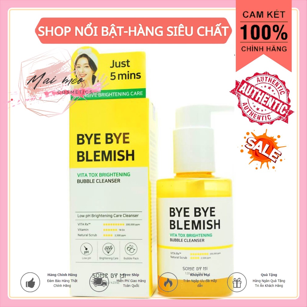 SỮA RỬA MẶT SỦI BỌT THẢI ĐỘC SOME BY MI BYE BYE BLEMISH VITA TOK BRIGHTENING BUBBLE CLEANSER