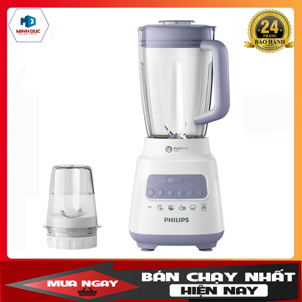 Máy xay sinh tố HR2221 700 W cối 2 lít 5 tốc độ và 1 số nhồi cối xay khô/ngũ cốc Hàng phân phối CH