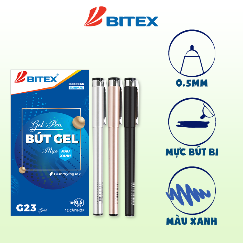 Bút gel Bitex G23 mực xanh cao cấp sang trọng (1 cây màu ngẫu nhiên)