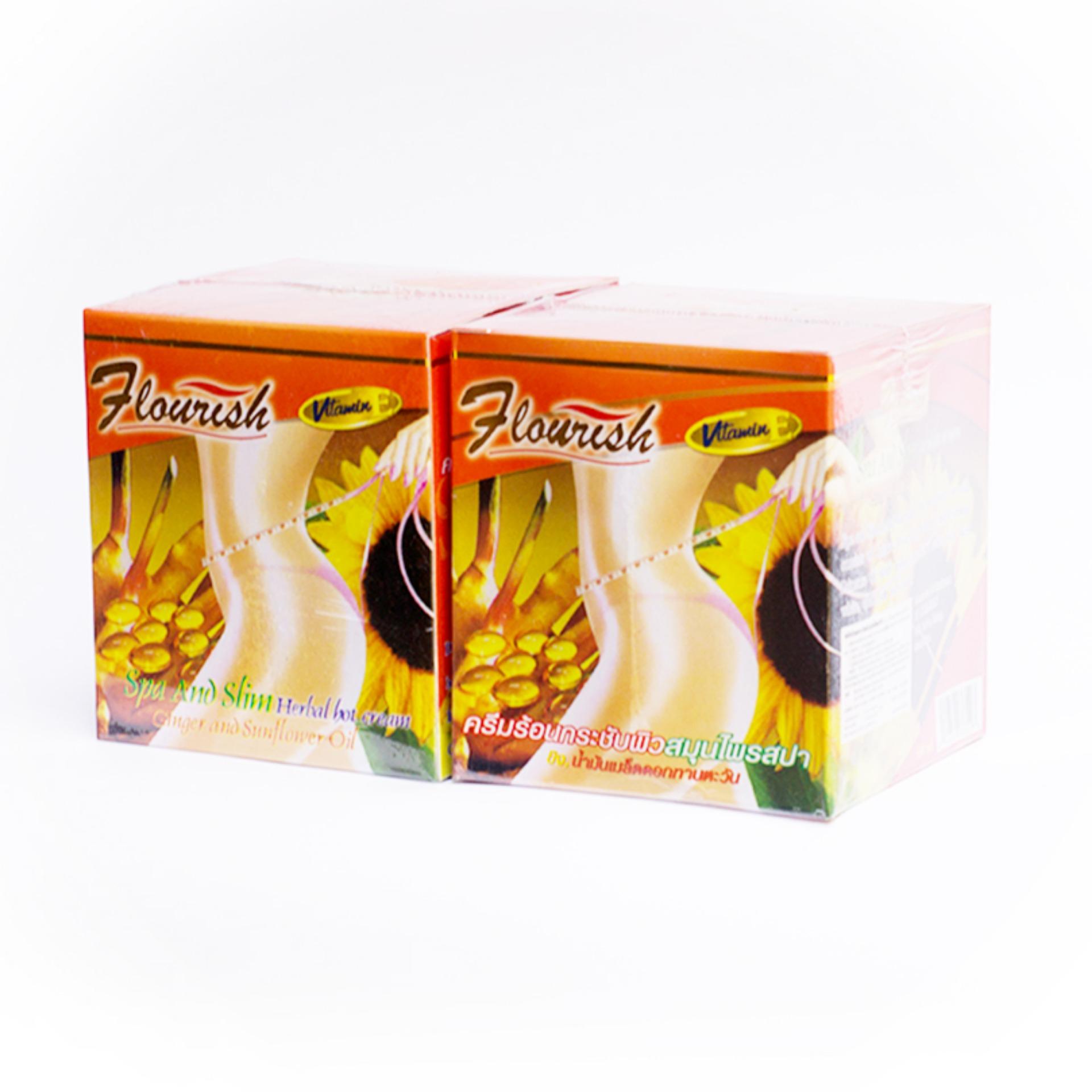 Bộ 2 hộp kem tan mỡ bụng cấp tốc chiết xuất gừng ớt Flourish Thái Lan 700ml x2