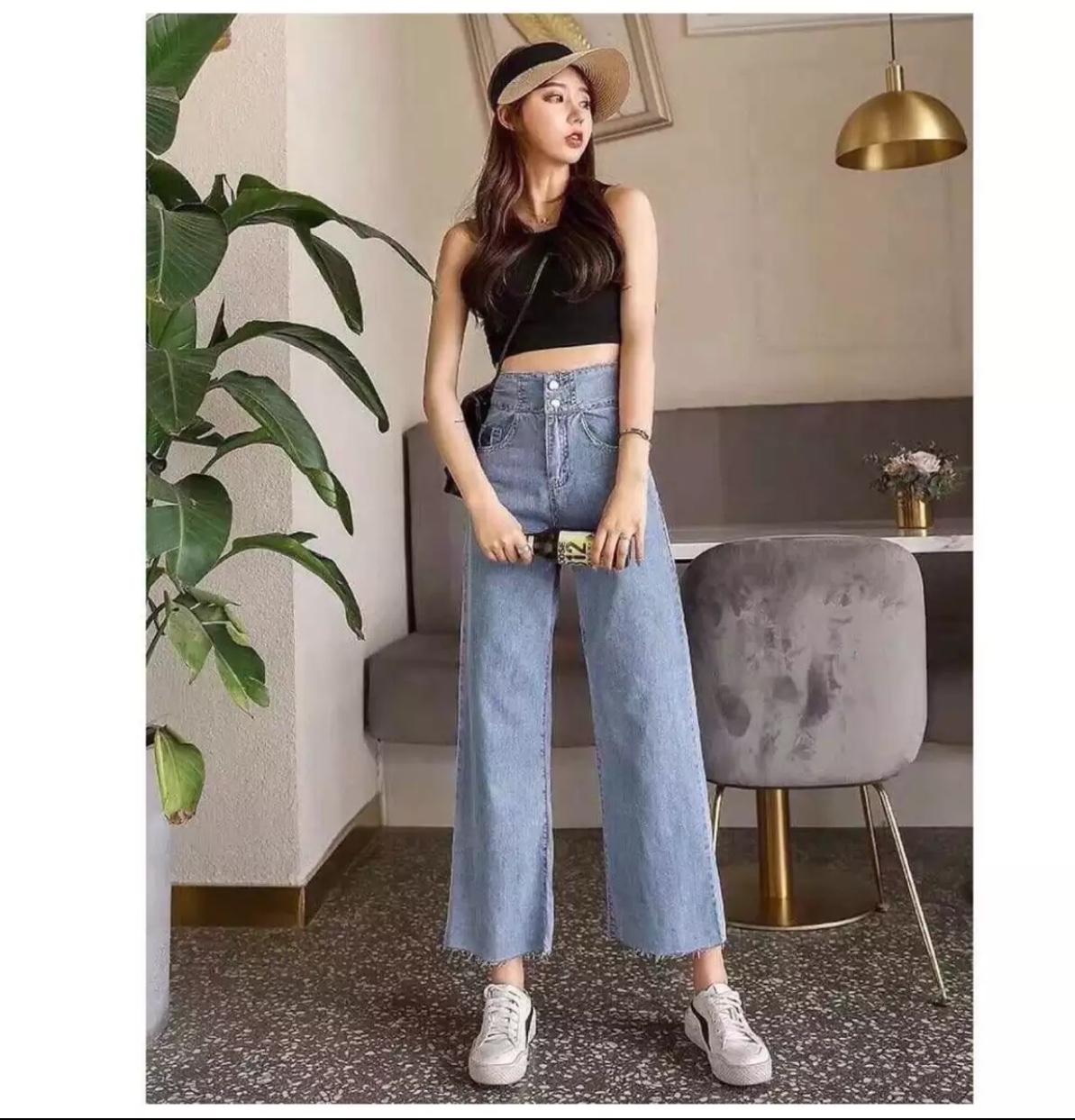 QUẦN JEAN ỐNG RỘNG BẢN LƯNG CAO VẠT CHÉO SAU CÁ TÍNH NITI2