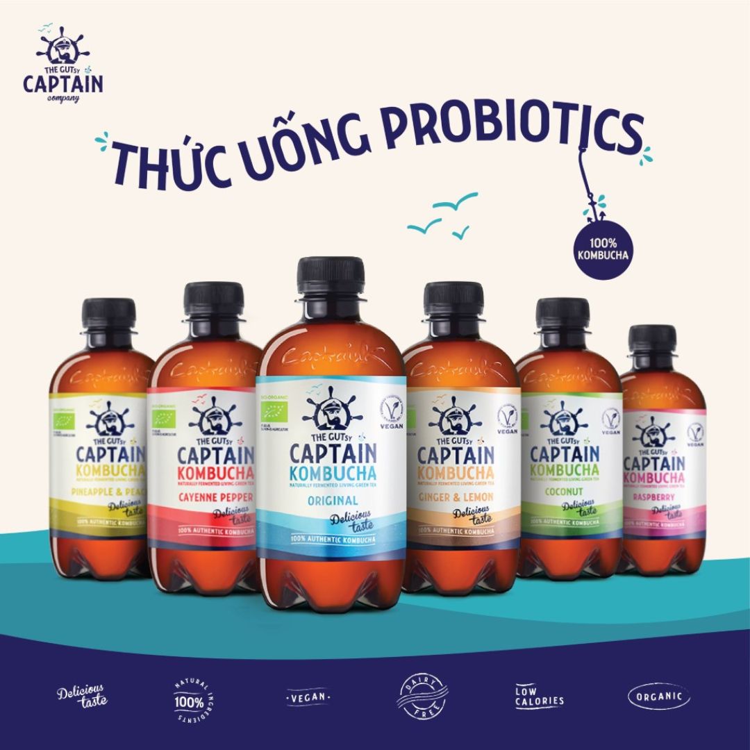 Trà kombucha hữu cơ đủ vị 1l captain kombucha pomegranate organic kombucha tea - trà hữu cơ - trà thanh lọc - góc hữu cơ