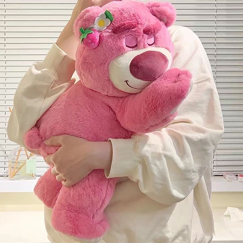 Gấu dâu lotso kèm mền, gấu dâu dễ thương kèm mền tiện lợi, vải nhung mềm mịn, kích thước 55cm kèm mền 1m6x2m