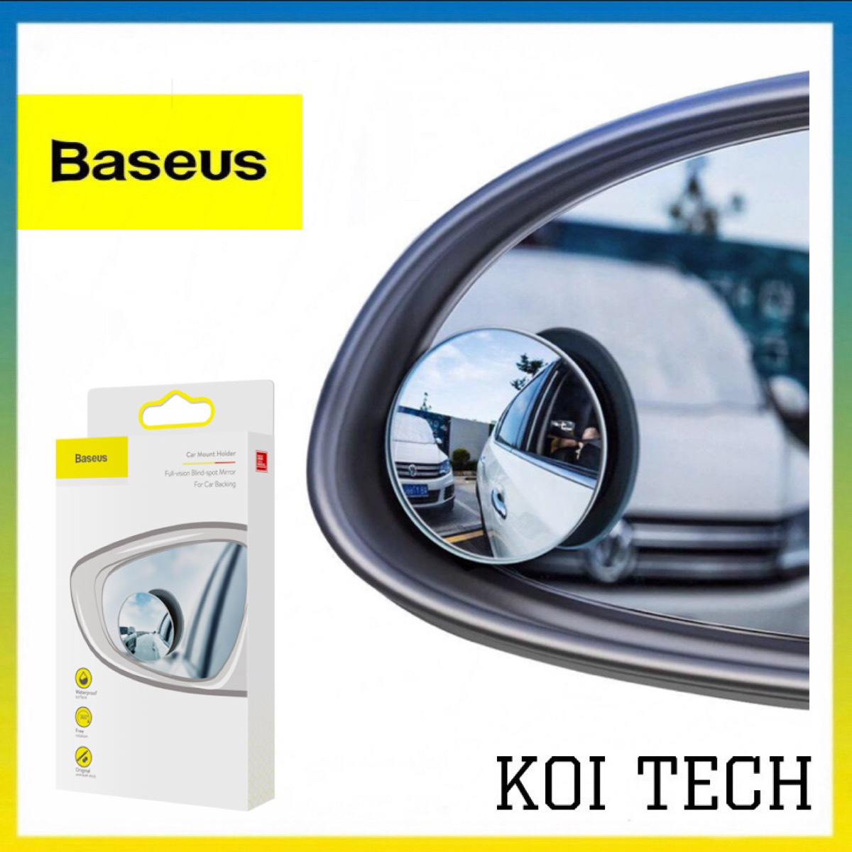Gương cầu lồi ô tô baseus dán trên gương chiếu hậu oto tăng góc nhìn chống nước - gương mini chống điểm mù xe hơi - KOI TECH