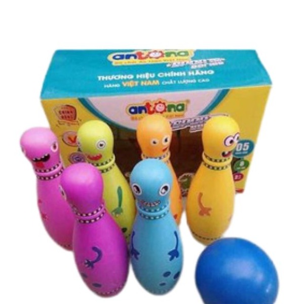 Bộ đồ chơi Bowling ném bóng vui nhộn Antona gồm 2 bóng và 6 Kegel giúp bé vận động trong nhà siêu ngộ nghĩnh