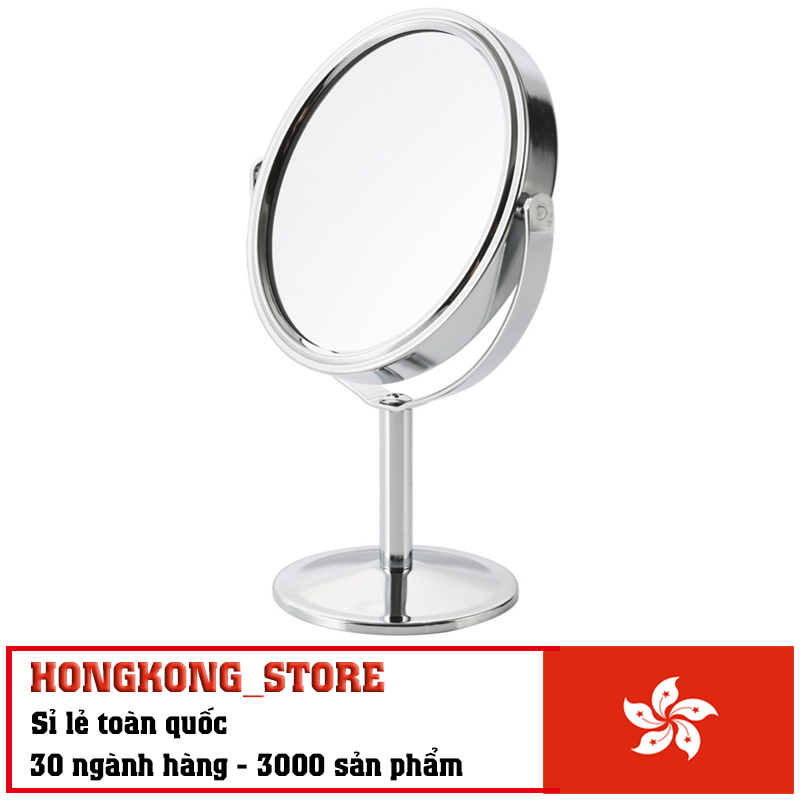 Gương trang điểm Hàn Quốc bằng thép không ghỉ - Gương trang điểm đế đứng xoay tiện dụng