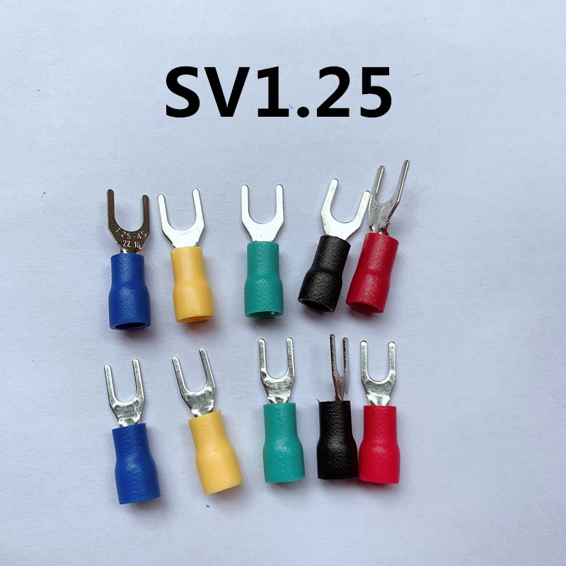 【CC】❈๑  100pcs SV1.25-3 SV1.25-4 SV1.25-5 SV1.25-6 Insulated Fork Wire Terminal Connector Electrical Crimp