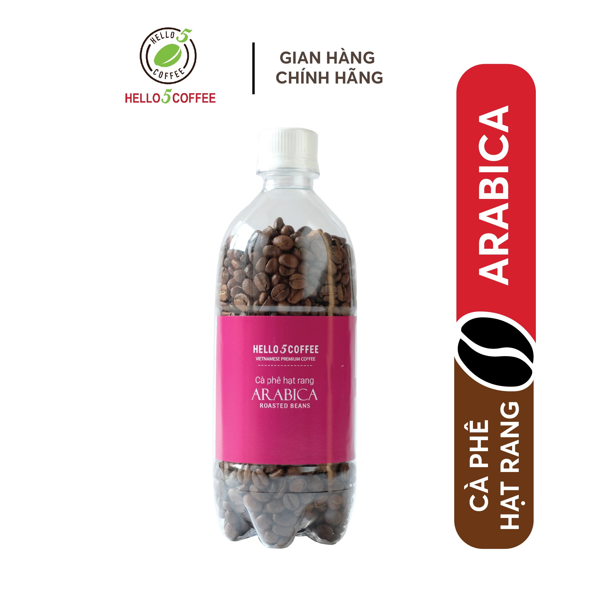 Cà phê hạt arabica hello 5 coffee - chai 200g