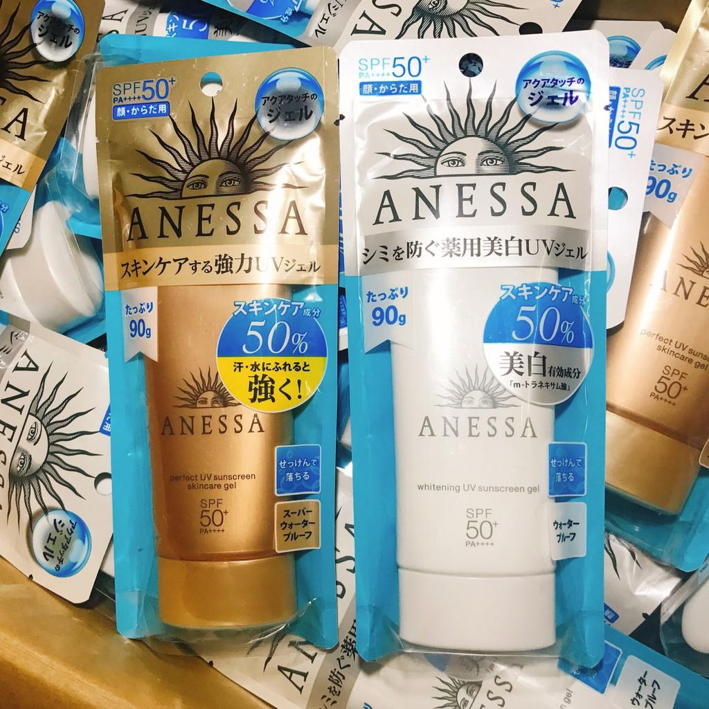 Kem chống nắng shiseido anessa nhật bản dạng gel màu trắng và vàng