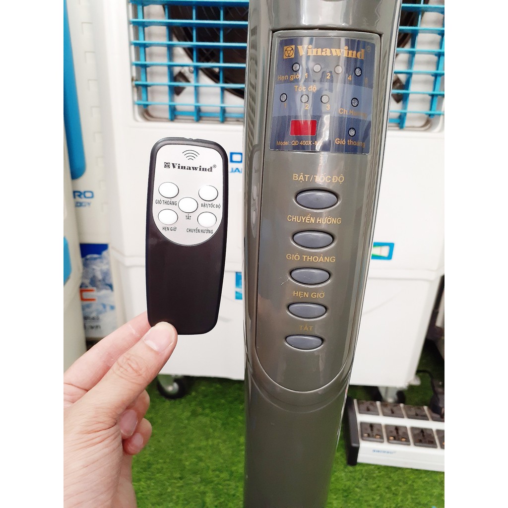 Quạt cây Vinawind QĐ400X-MS (khiển xa) và QĐ400-MS (nút bấm cơ), sải cánh 400mm, Điện cơ Thống Nhất