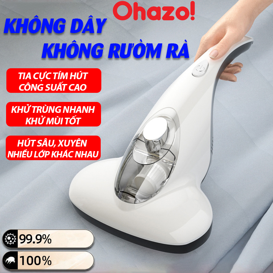 Máy hút bụi chăn ga gối đệm giường không dây Cao cấp - Hàng Chính Hãng lực hút 10000PA diệt khuẩn bằng tia UV