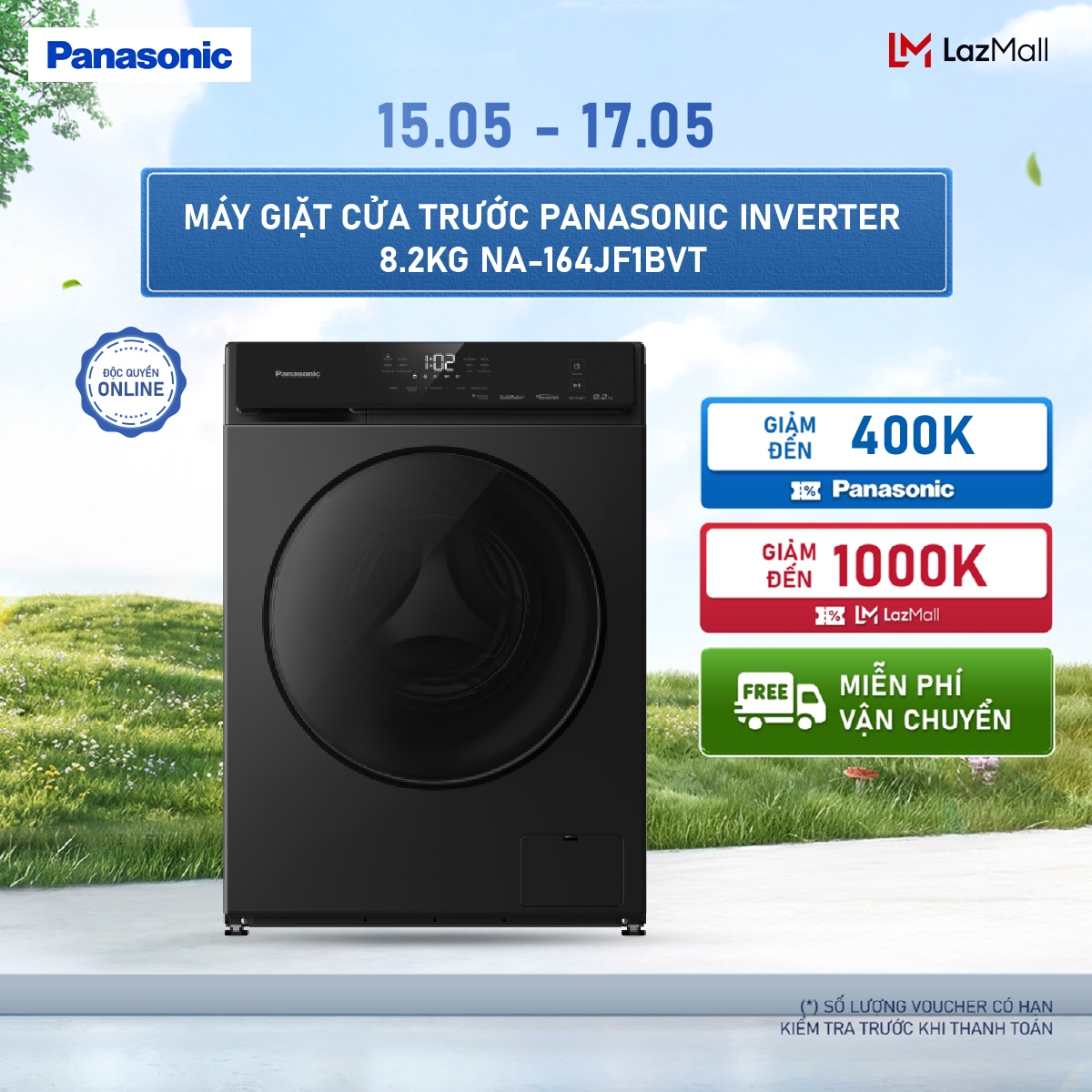 Máy Giặt Cửa Trước Panasonic Inverter 8.2KG NA-164JF1BVT