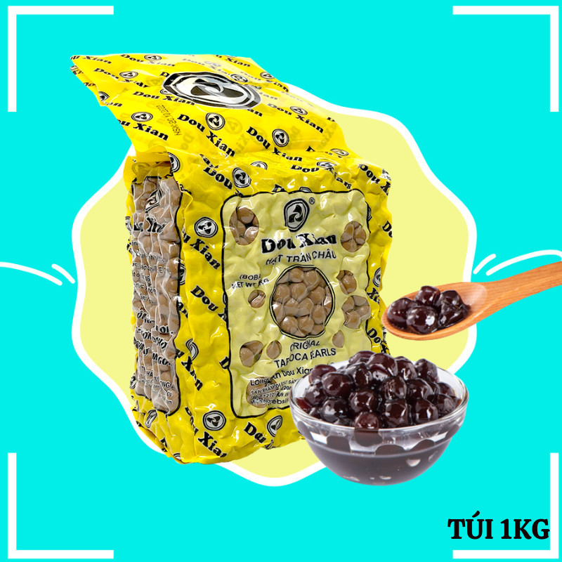 Trân châu Đen Dou Xian Túi 1kg - Topping làm trà sữa trân châu ngon