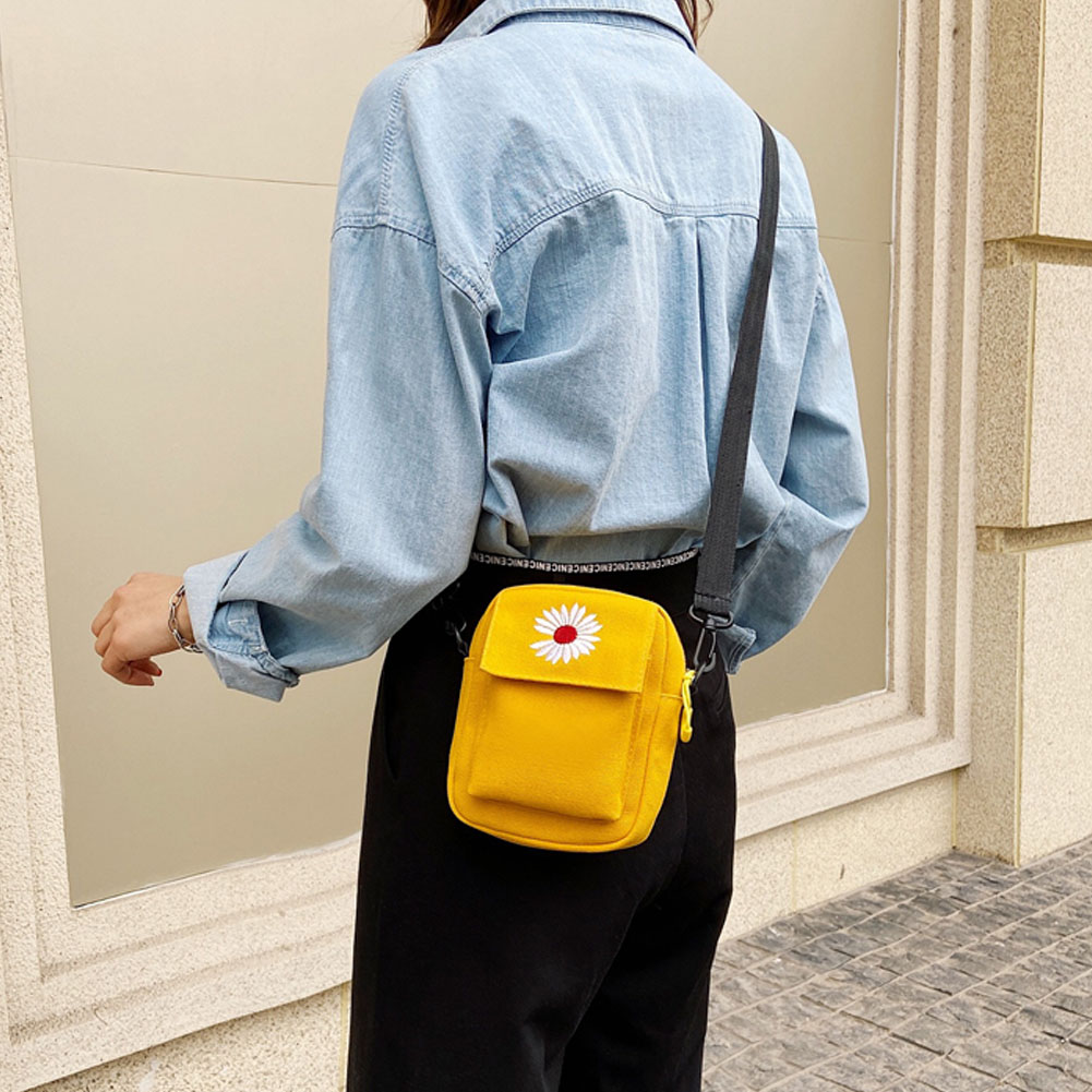 Túi đeo vai thời trang nữ 4 màu Đa năng Little Daisy Canvas Túi thư